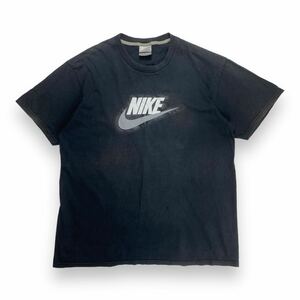 00s NIKE ナイキ ロゴ プリント 半袖 Tシャツ フェード ブラック XL y2k