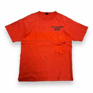 AVIREX アビレックス 半袖Tシャツ カットソー オレンジ M 胸ポケット 刺繍
