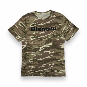Bianchi ビアンキ ロゴプリント 半袖 Tシャツ カモフラ 迷彩柄 M 自転車 ロードバイク anvil
