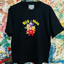 BIGHUG テレタビーズ レトロ Tシャツ 半袖 メンズ 新品 個性的 黒ブラック ティンキーウィンキー、ディプシー、ラーラ、ポー Teletubbies_画像1