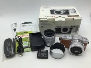 D38♪【通電のみ確認】Panasonic パナソニック LUMIX ルミックス DMC-GF7W デジタルカメラ レンズ2点 箱 付属品付き 現状品 ♪