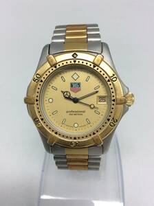 G36![QZ/ battery replaced ]TAGHEUER TAG Heuer Professional 200M 964.013 3 hands Date Gold color men's wristwatch present condition goods!