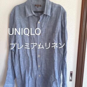 【極美品】UNIQLO PREMIUM LINEN　ユニクロ　トップス　XLサイズ　　メンズ　グレー　プレミアムリネン