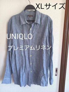 【極美品】UNIQLO PREMIUM LINEN　ユニクロ　トップス　XLサイズ　　メンズ　グレー　プレミアムリネン