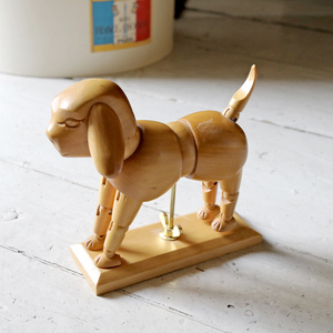 フランスアンティーク 犬の木製デッサン人形 ビンテージ マネキン トルソー デッサン 木製 イヌ オブジェ 置物 