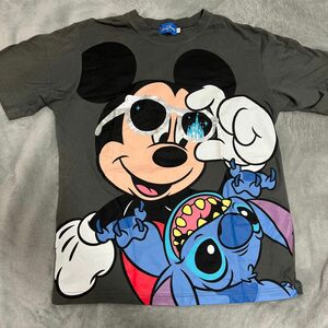 ディズニーリゾート ディズニーランド ミッキー スティッチ Tシャツ Lサイズ 半袖 グレー ディズニーシー メンズ レディース