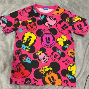 東京ディズニーリゾート ディズニーランド ディズニーシー ディズニー Tシャツ M 総柄 ピンク ミニー メンズ レディース 