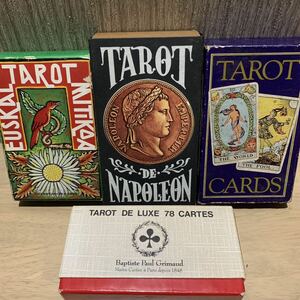 ☆タロットカード 4個 TAROT CARDS ビンテージ 「TAROT DE NAPOLEON」 「TAROT MITICO VASCO」 「TAROT DE LUXE 78 CARTES」 当時物 レア