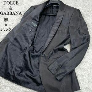  прекрасный товар Dolce and Gabbana tailored jacket платье жакет черный чёрный лен linen шелк шелк Logo подкладка M вечеринка церемония 