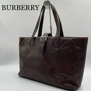 美品 希少 バーバリー トートバッグ ショルダーバッグ レザー ダークブラウン 肩掛け A4 BURBERRY ノバチェック 通勤 通学 ヴィンテージ