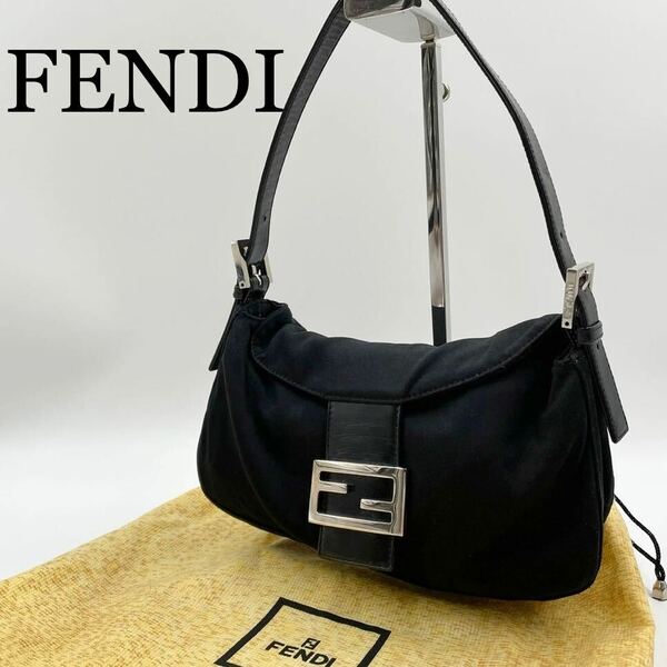 美品 希少 ヴィンテージ フェンディ マンマバケット キャンバス ブラック 黒 ハンドバッグ レザー ズッカ柄 FENDI 激レア 高級 人気 袋付き