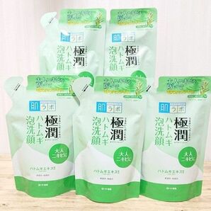 ロート製薬 肌ラボ 極潤ハトムギ泡洗顔 つめかえ用 140ml×5つ