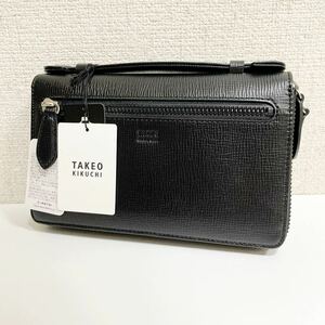 新品 タケオキクチ ジゼルニュー レザースマートセルバッグ 定価26,400 クラッチバッグ セカンドバッグ 黒 787202