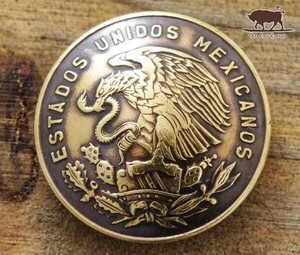 ◎コンチョ ネジ式　メキシコ　5センタボ　イーグル　20mm　ネジ式 ボタン コイン