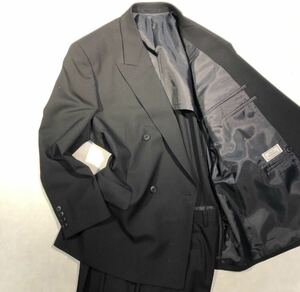 新品 定価3.7万【サイズA3 XS★Kanebo礼服】4Bダブルスーツ 喪服 漆黒フォーマル 背抜き ノーベンツ 2タック アジャスター付き ウール100%