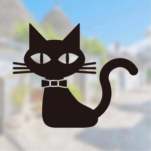 【カッティングステッカー】リボンネコのステッカー ネコ好きや動物好きの方に 可愛い キュート ねこ 猫 キャット ペット アニマル cat