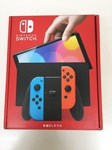 G-65-053 未使用品☆Nintendo Switch ニンテンドー スイッチ 有機ELモデル ネオンブルー ネオンレッド 本体 他店保証印あり　_画像1