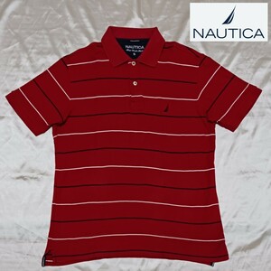 【NAUTICA】ノーティカのボーダー柄ポロシャツ(赤)