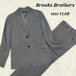 【美品】Brooks Brothers　ブルックスブラザーズ　シングル　パンツスーツ　2B　夏　グレー　レディース　11AR