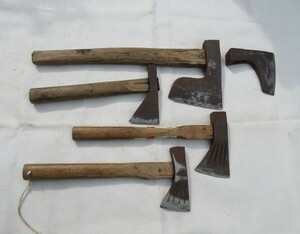  old tool [ axe ] together 5ps.@ hand axe / head axe / Zaimei have /./ hand hatchet / mountain . tool / carpenter's tool / branch strike ./ wood-chopping / outdoor / camp / hand strike ./. industry / mountain ./ present condition storage goods 