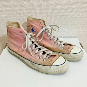 ビンテージ 80s CONVERSE コンバース オールスター ハイカット ピンク サイドステッチ 当て布 10 1/2 10.5 29.0cm USA製 チャックテイラー