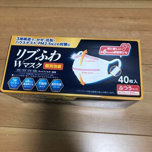 リブふわWマスク ふつうサイズ 個包装30枚入 不織布マスク