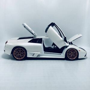 改造品 ローダウン Maisto LAMBORGHINI MURCIELAGO LP640 Pearl White ランボルギーニ ムルシエラゴ改 外品アルミ パールホワイト