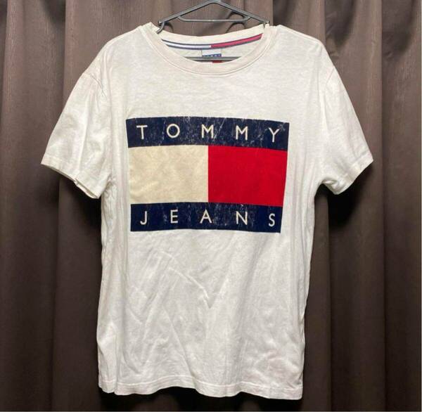 TOMMY HILFIGER 90s Tシャツ S フラッグ スエード 白 トミーヒルフィガー 