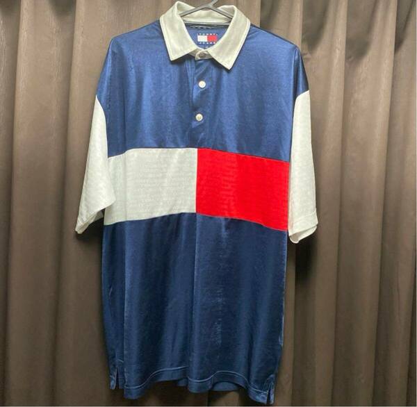 TOMMY HILFIGER 90s ポロシャツ M フラッグ ポリエステル 半袖 半袖シャツ 