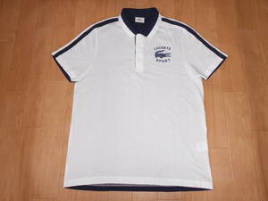 *LACOSTE/SPORT* Lacoste sport polo-shirt with short sleeves mesh texture (fabric) comfortable dry. white navy blue rom and rear (before and after) switch big wani print go in size 5 superior article 