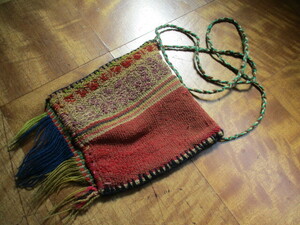 小さなバックポシェット民族工芸ネパール財布民芸織物染色鞄ファッションビンテージアンティークレトロ古道具 
