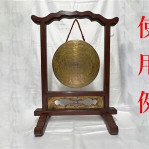 107 時代物 仏教美術 古銅 銅鑼 ① 直径37cm 重量3.5kg 銅製 仏具 鳴物 寺院 密教 法具 金属工芸の画像8