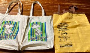 SNOOPYトートバッグ3点 スヌーピー トートバッグ かばん 帆布