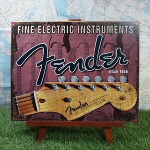 新品★インテリア雑貨★【ブリキ看板】Fender／フェンダー　Since 1946