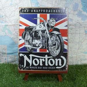 新品★インテリア雑貨★【ブリキ看板】Norton／ノートン　Best Road Holder