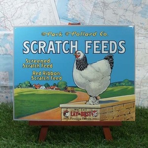 新品★インテリア雑貨★【ブリキ看板】Scratch Feeds／粒餌　Park ＆ Pollard Co.