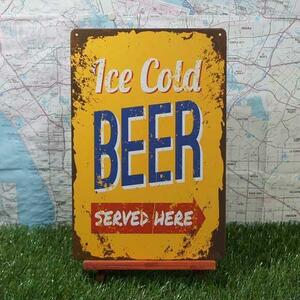 新品★インテリア雑貨★【ブリキ看板】Beer／ビール　Ice Cold