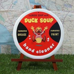 新品★インテリア雑貨★【ブリキ看板】Duck Soup／ダックスープ　Hand Cleaner　丸型