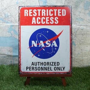 新品★インテリア雑貨★【ブリキ看板】NASA／アメリカ航空宇宙局　Restricted Access