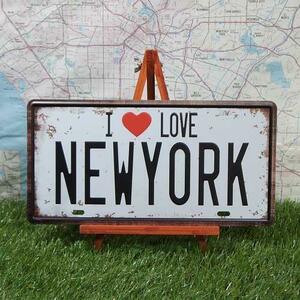 新品★インテリア雑貨★【ブリキ看板】I Love New York／ニューヨーク大好き　-プレートタイプ-