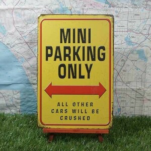 新品★インテリア雑貨★【ブリキ看板】Mini Cooper／ミニ・クーパー　Mini Parking Only　-L-