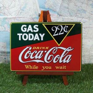 新品★インテリア雑貨★【ブリキ看板】Coca-Cola／コカ・コーラ　Gas Today