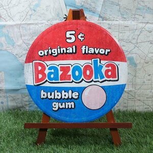 新品★インテリア雑貨★【ブリキ看板】Bazooka Bubble Gum／バズーカバブルガム　5￠　丸型