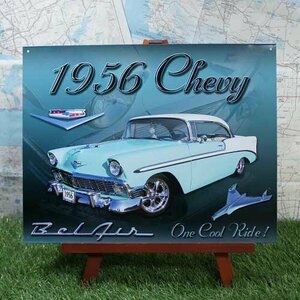 新品★インテリア雑貨★【ブリキ看板】Chevrolet Bel Air／シボレー・ベル・エアー　Chevy 1956年