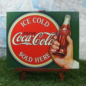 新品★インテリア雑貨★【ブリキ看板】Coca-Cola／コカ・コーラ　Sold Here