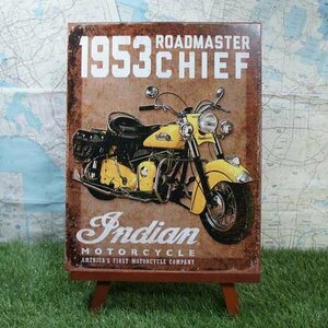 新品★インテリア雑貨★【ブリキ看板】Indian／インディアン　1953 Roadmaster Chief