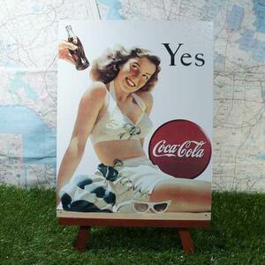 新品★インテリア雑貨★【ブリキ看板】Coca-Cola／コカ・コーラ　Yes