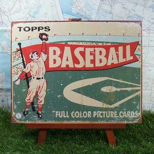 新品★インテリア雑貨★【ブリキ看板】Baseball／野球　Topps　1954年