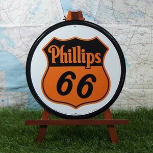 新品★インテリア雑貨★【ブリキ看板】Phillips 66／フィリップス66　ロゴ　丸型