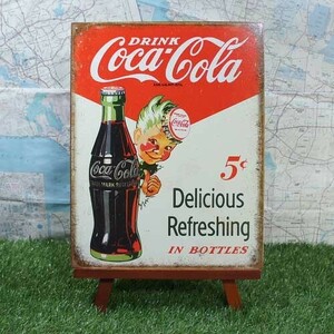 新品★インテリア雑貨★【ブリキ看板】Coca-Cola／コカ・コーラ　Delicious Refreshing
